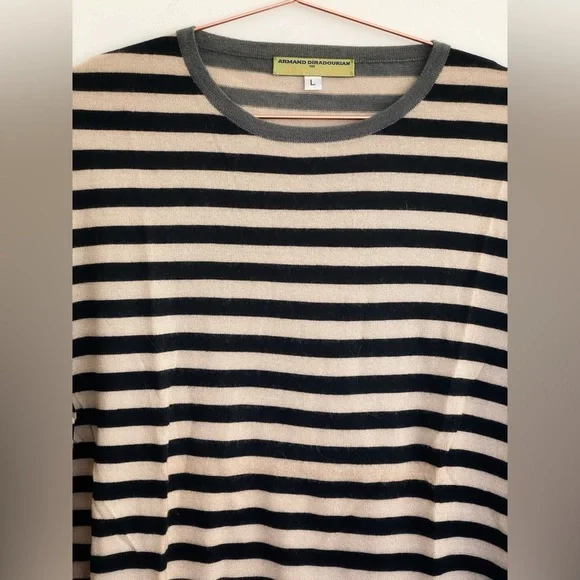 NWOT Armand Diradourian for Paul Smith Cashmere Cotton Striped Sweater L - Picture 3 of 7
